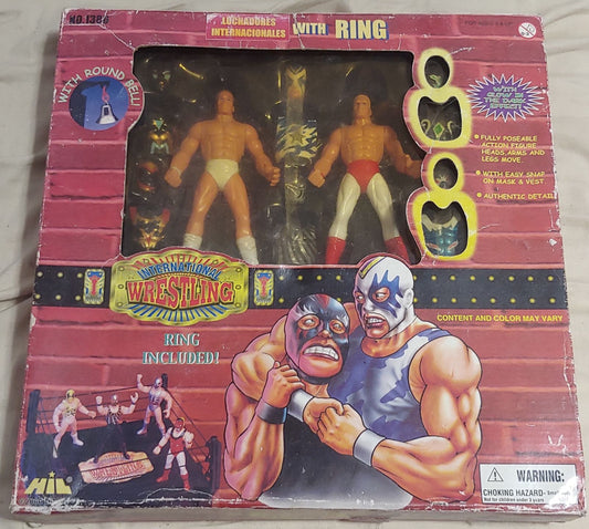 2000 Hinstar International Wrestling Bootleg/Knockoff Series 2 Luchadores with Ring