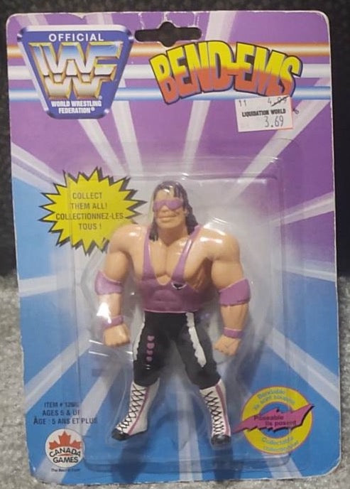 1997 WWF Just Toys Bend-Ems Canadian Champions Bret Hart