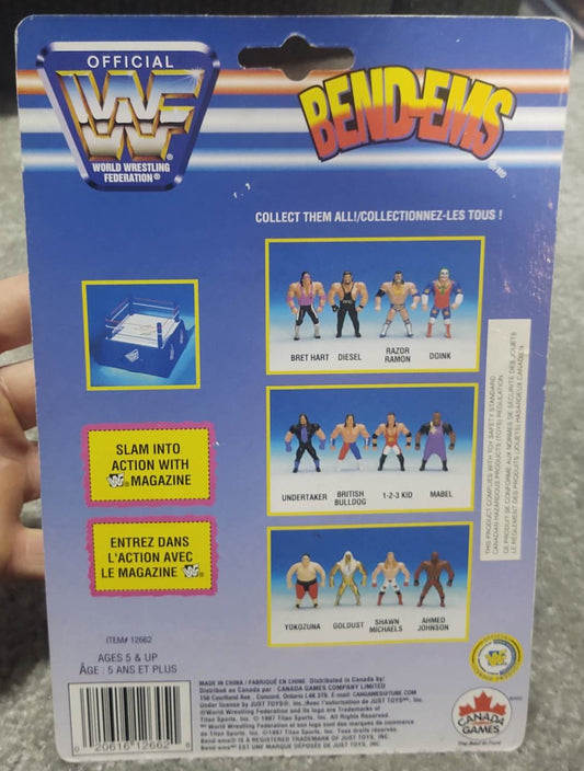 1997 WWF Just Toys Bend-Ems Canadian Champions Bret Hart