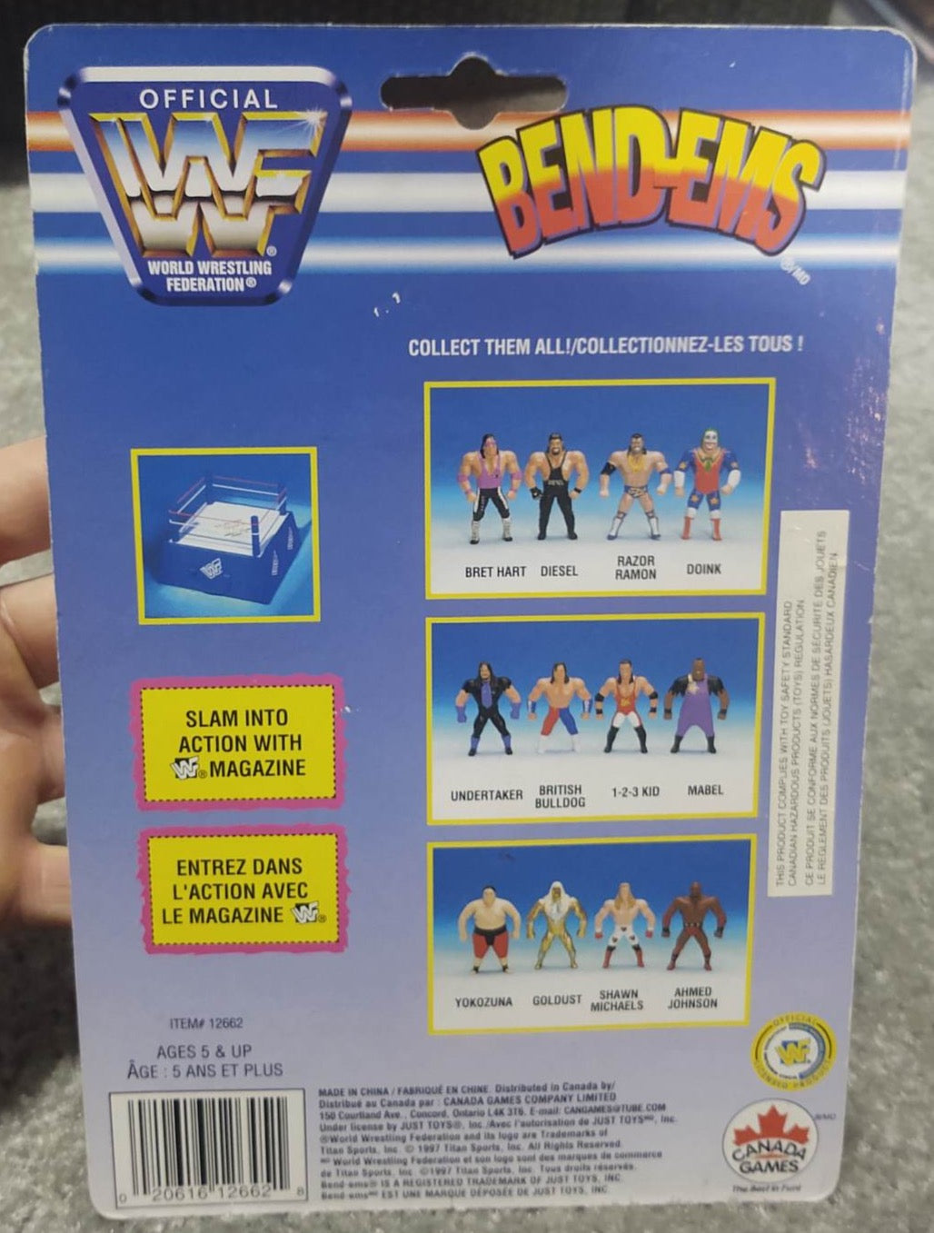 1997 WWF Just Toys Bend-Ems Canadian Champions British Bulldog