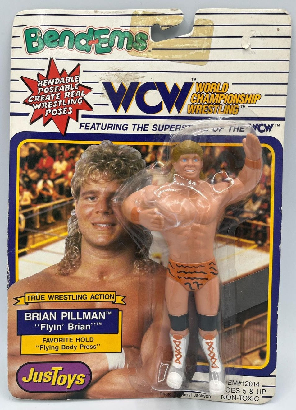 1990 WCW Just Toys Bend-Ems Brian Pillman [Large Card]