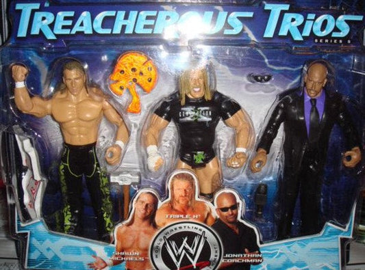 2007 WWE Jakks Pacific Treacherous Trios Series 5 Shawn Michaels, Triple H & Jonathan Coachman
