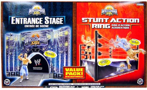 WWE Jakks Pacific WrestleMania XXIV Entrance Stage & Stunt Action Ring Value Pack