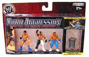 2009 WWE Jakks Pacific Micro Aggression Series 15 Cody Rhodes, Rey Mysterio & John Cena