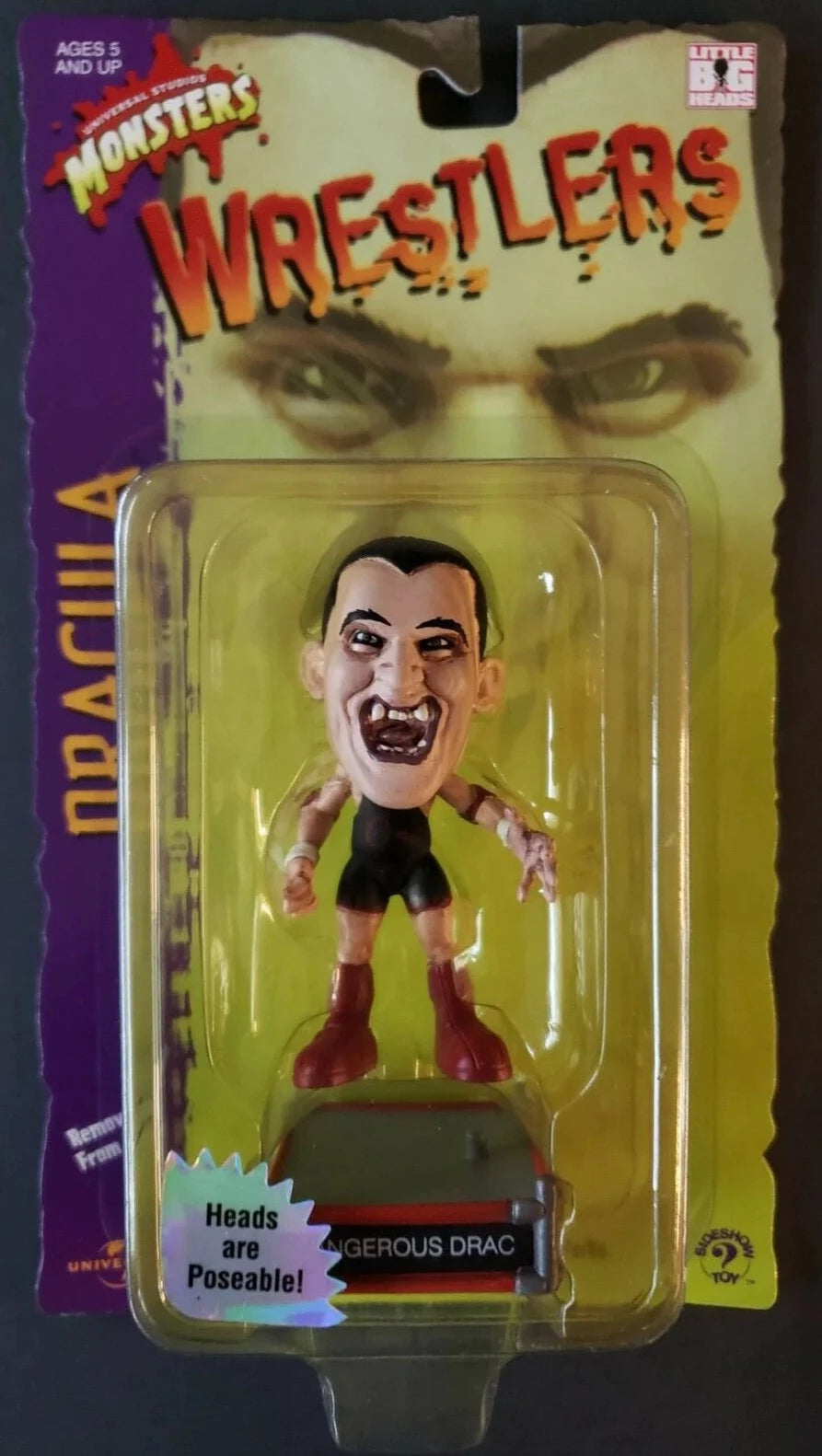 2000 Sideshow Toy Universal Monsters Little Big Head Wrestlers Dangerous Drac