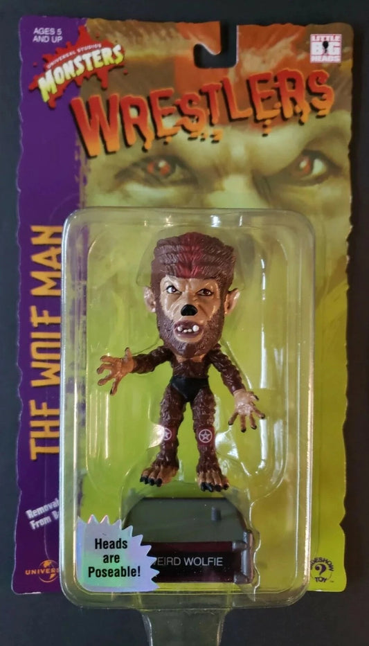 2000 Sideshow Toy Universal Monsters Little Big Head Wrestlers Weird Wolfie