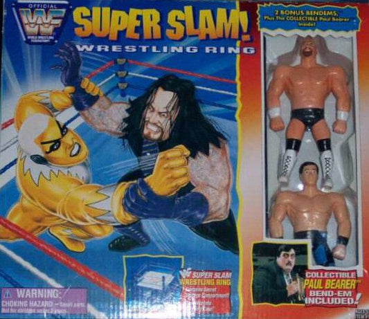 1996 WWF Just Toys Bend-Ems Super Slam! Wrestling Ring [With Paul Bearer, Stone Cold Steve Austin & TAKA Michinoku]