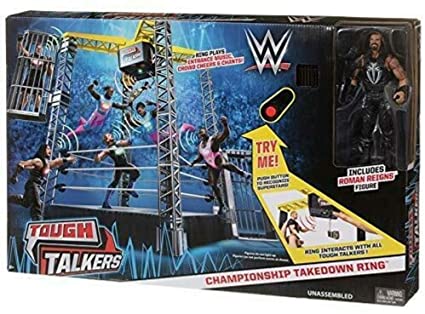 2018 WWE Mattel Tough Talkers Wrestling Rings & Playsets: Championship Takedown Ring [With Roman Reigns]
