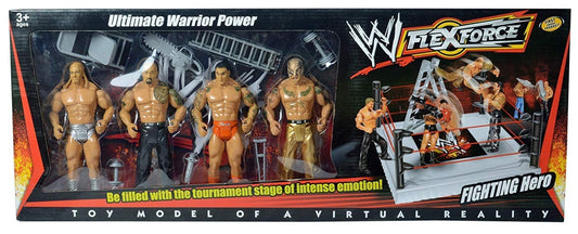 FlexForce Ultimate Warrior Power Bootleg/Knockoff 4-Pack: Triple H, The Rock, Randy Orton & Rey Mysterio