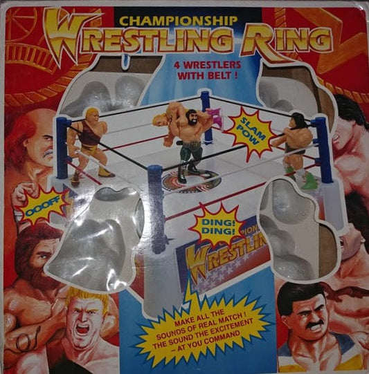 1990 Simba Toys Wrestling Champs Champion Wrestling Ring: 4 Wrestlers With Belt!