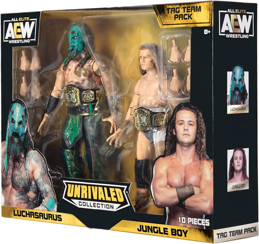 2022 AEW Jazwares Unrivaled Collection Amazon Exclusive Luchasaurus & Jungle Boy Tag Team Pack