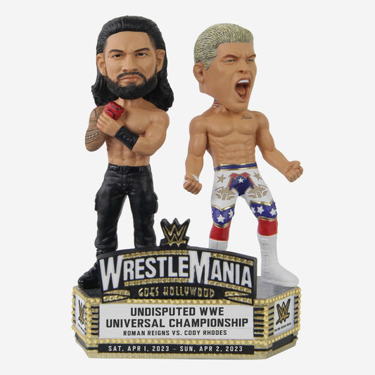 2023 WWE FOCO Bobbleheads Limited Edition WrestleMania 39: Roman Reigns vs. Cody Rhodes