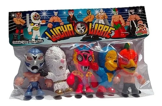 Emanuel Juguetes 2.5" Lucha Libre Cabezones: Microman, Alushe, Cuije, Kemonito & Zacarías el Perico