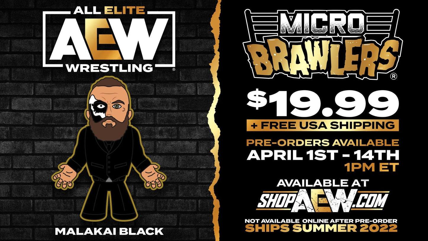 2022 AEW Pro Wrestling Tees Micro Brawlers Limited Edition Malakai Black