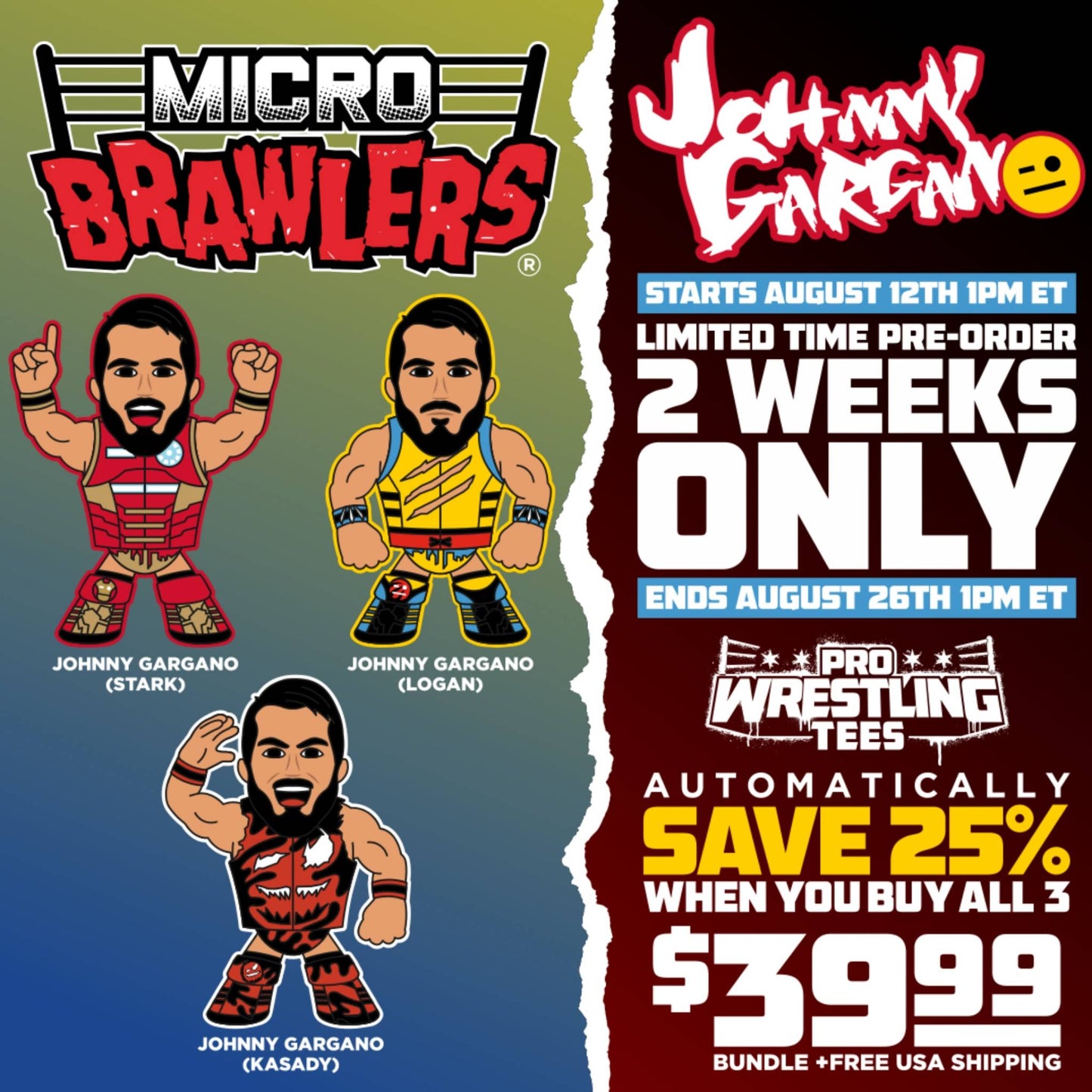 2022 Pro Wrestling Tees Limited Edition Micro Brawler Johnny Gargano [Logan]