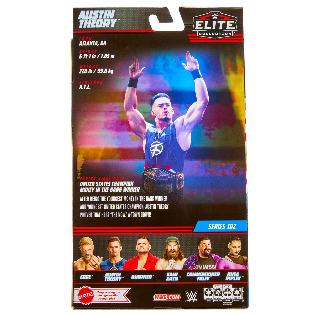 thumbnail image 2 of WWE Mattel Elite Series #121 Austin Theory Action Figure – 1:10 Scale Wrestling Toy 2 of 4