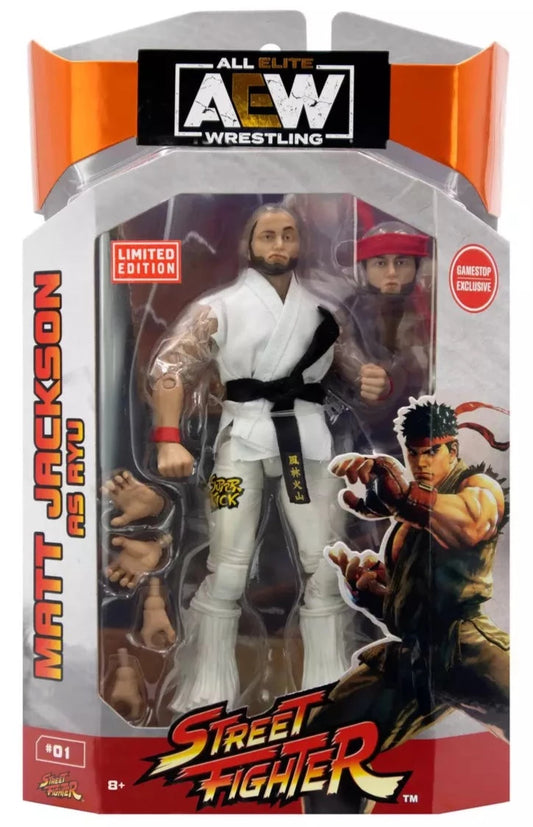 2022 AEW Jazwares Unrivaled Collection GameStop Exclusive Street Fighter Matt Jackson as Ryu