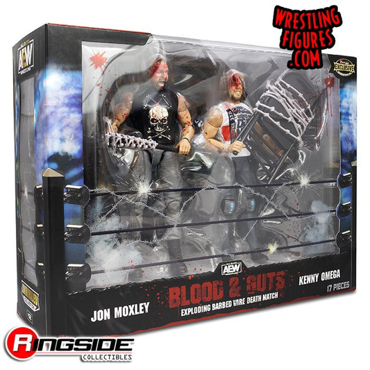 2022 AEW Jazwares Unrivaled Collection Ringside Exclusive #62 "Blood & Guts: Exploding Barbed Wire Deathmatch": Jon Moxley & Kenny Omega