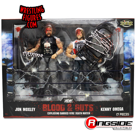 2022 AEW Jazwares Unrivaled Collection Ringside Exclusive #62 "Blood & Guts: Exploding Barbed Wire Deathmatch": Jon Moxley & Kenny Omega