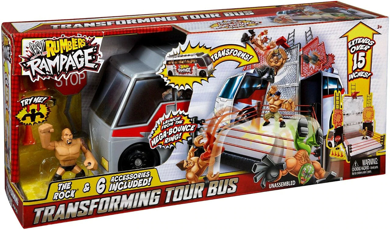 2013 WWE Mattel Rumblers Rampage Transforming Tour Bus [With The Rock]