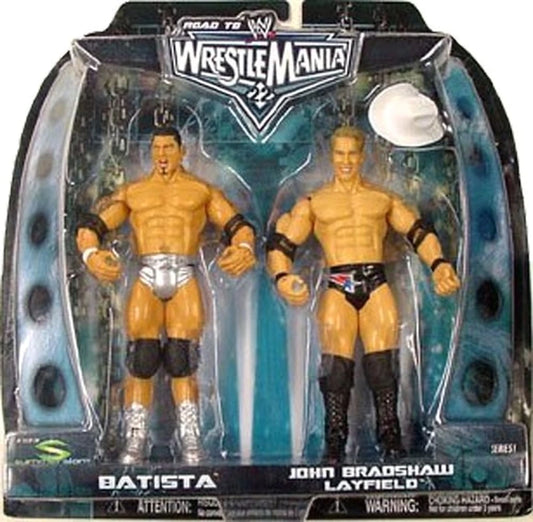2005 WWE Jakks Pacific Ruthless Aggression Road to WrestleMania 22 2-Packs Series 1: Batista & John Bradshaw Layfield