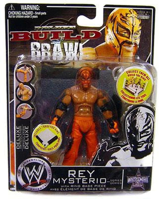 2008 WWE Jakks Pacific Deluxe Build 'N' Brawl WrestleMania XXV Rey Mysterio [With Orange Gear]