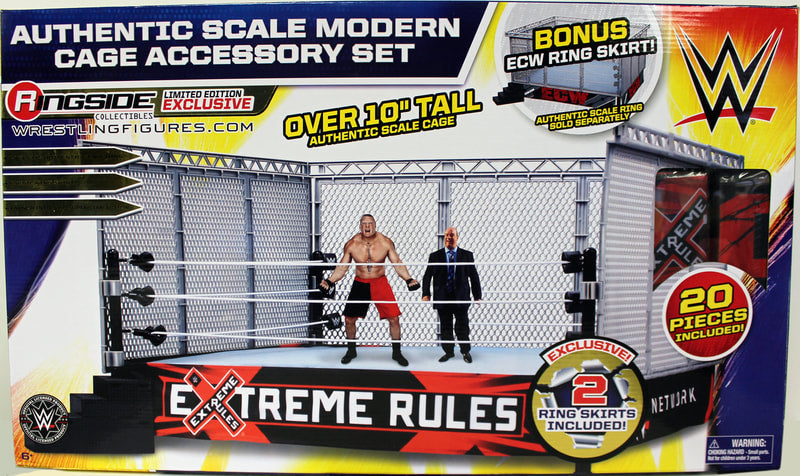 2015 WWE Wicked Cool Toys Authentic Scale Modern Cage Accessory Set [Extreme Rules Edition, With Bonus ECW Ring Skirt, Exclusive]