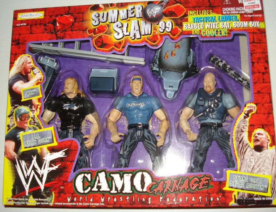 1999 WWF Jakks Pacific Camo Carnage Box Set: HHH, B.A. Billy Gunn & Stone Cold Steve Austin [Exclusive]