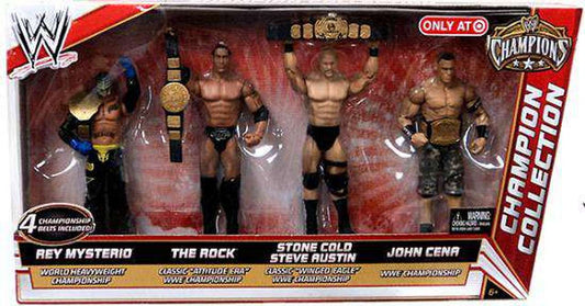 2011 WWE Mattel Basic Champions Collection: Rey Mysterio, The Rock, Stone Cold Steve Austin & John Cena [Exclusive]