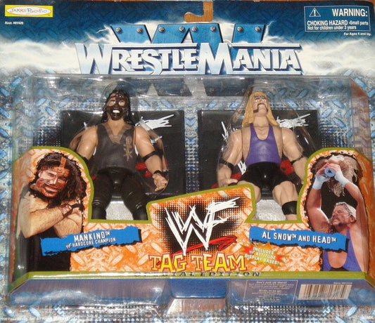 1999 WWF Jakks Pacific WrestleMania XV Tag Team: Mankind & Al Snow with Head