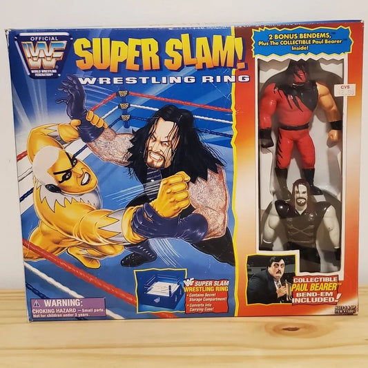 1996 WWF Just Toys Bend-Ems Sears Exclusive Super Slam! Wrestling Ring [With Paul Bearer, Kane & Undertaker]