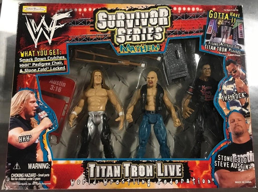 2000 WWF Jakks Pacific Titantron Live "Survivor Series Mayhem" Box Set: Triple H, Stone Cold Steve Austin & The Rock