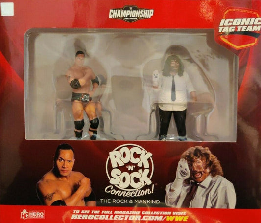2020 WWE Eaglemoss Hero Collector Championship Collection Multipack: The Rock & Mankind