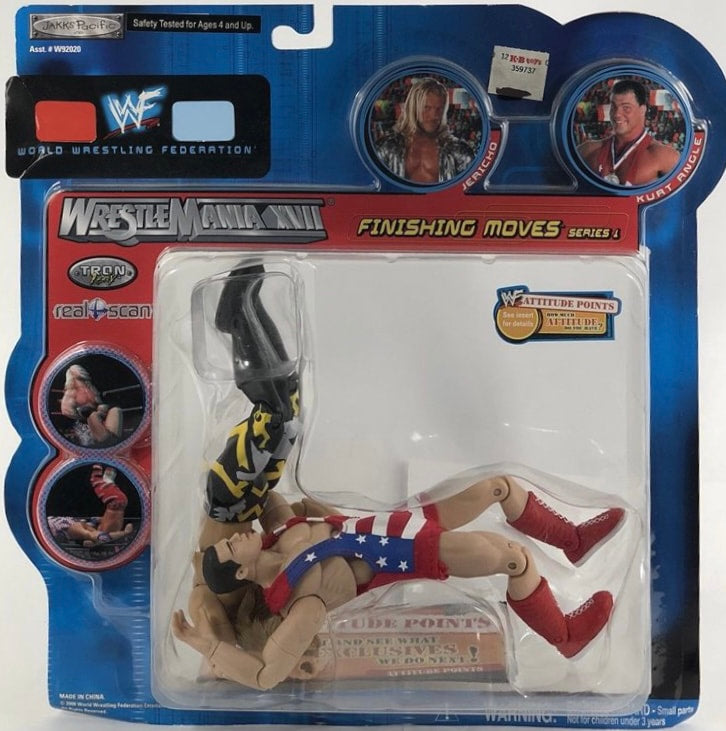 2000 WWF Jakks Pacific Finishing Moves Series 1 Kurt Angle & Chris Jericho [In Clear Clamshell]