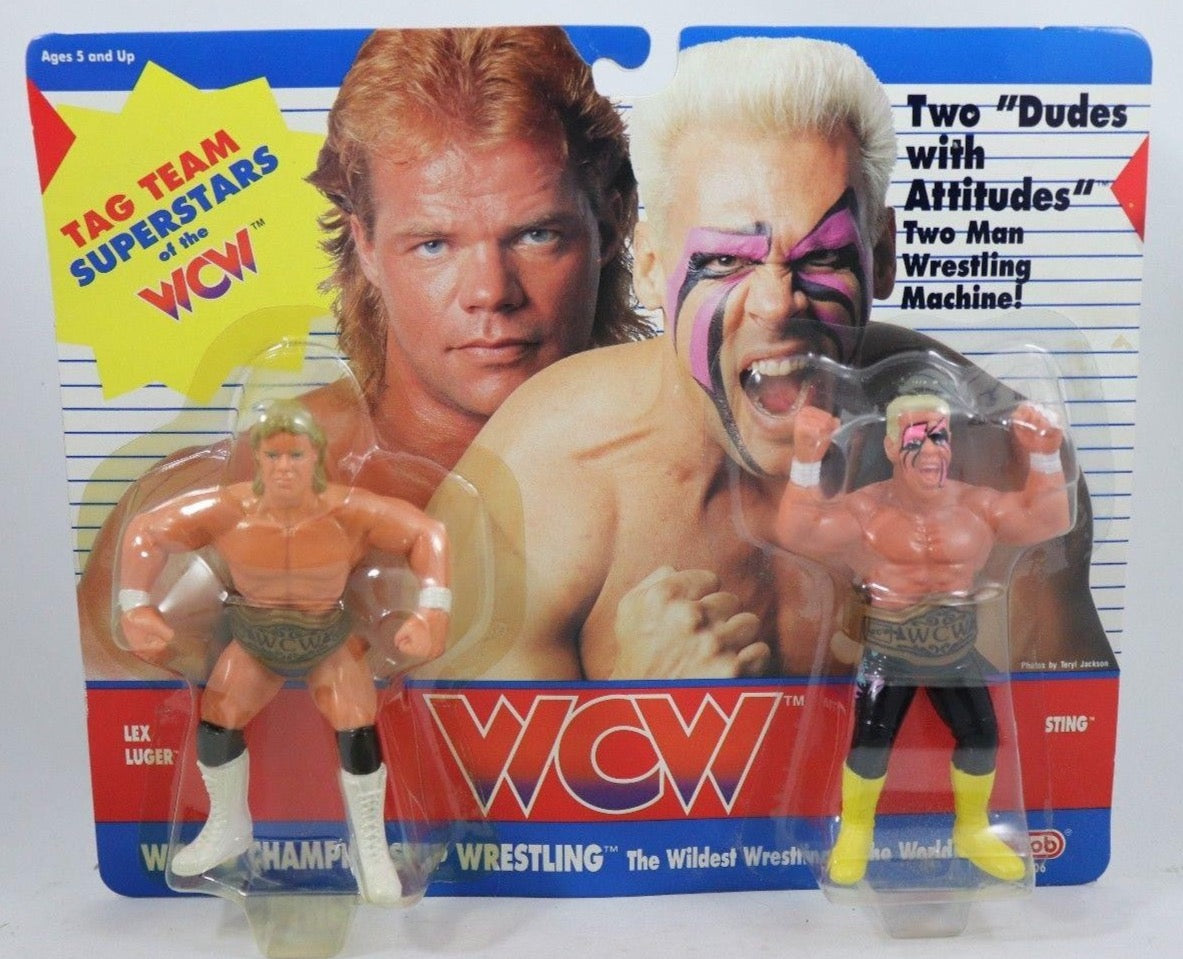 1990 WCW Galoob Series 1 Dudes with Attitudes: Lex Luger & Sting [With Black Tights]