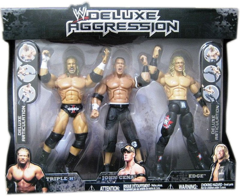 2007 WWE Jakks Pacific Deluxe Aggression Multipacks Series 1 Triple H, John Cena & Edge [Exclusive]