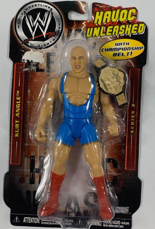 2006 WWE Jakks Pacific Bone-Crunching Action Havoc Unleashed Series 2 Kurt Angle [With Championship]