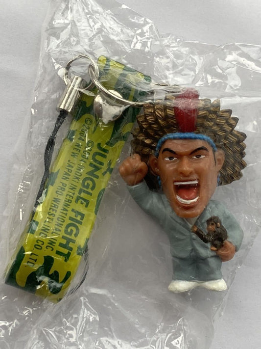 2004 NJPW CharaPro Antonio Inoki Mini Big Head "Jungle Fight" Figure Strap
