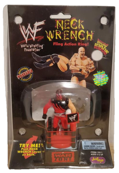 1999 WWF Just Toys Micro Bend-Ems Neck Wrench Fling Action Ring Kane & Goldust