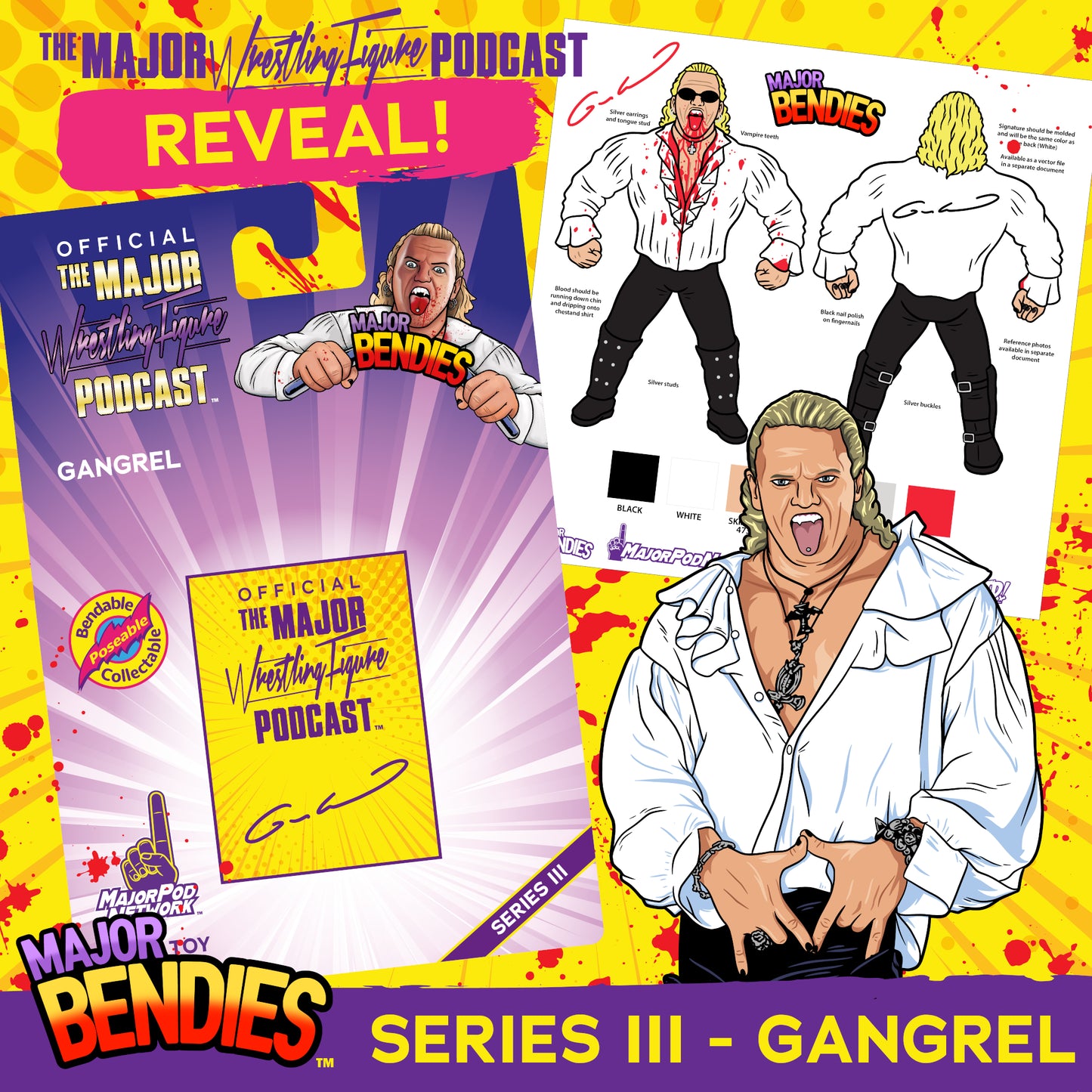 2023 Major Wrestling Figure Podcast Major Bendies Series 3 Gangrel [Major Chase]