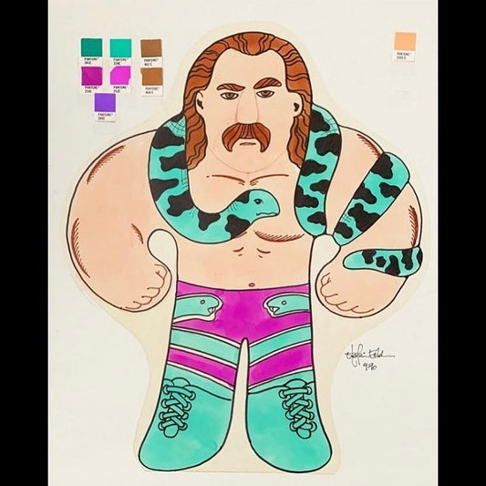 1991 WWF Tonka Wrestling Buddies Jake "The Snake" Roberts Original Sketch