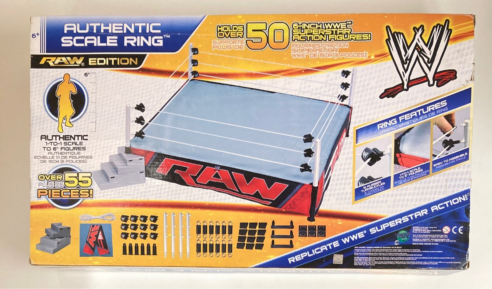 WWE Wrestling Authentic Scale Ring Action Figure Playset Raw