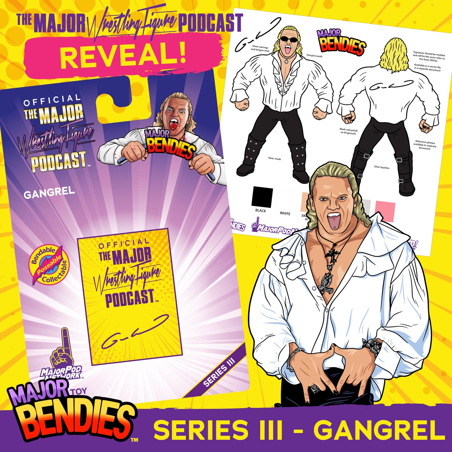 2023 Major Wrestling Figure Podcast Major Bendies Series 3 Gangrel