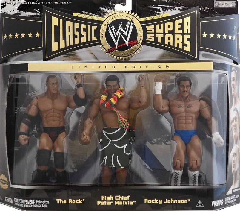 2008 WWE Jakks Pacific Classic Superstars 3-Packs Series 9 The Rock, High Chief Peter Maivia & Rocky Johnson