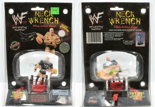 1999 WWF Just Toys Micro Bend-Ems Neck Wrench Fling Action Ring Stone Cold Steve Austin & Billy Gunn