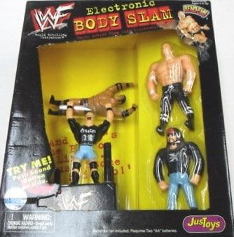 1999 WWF Just Toys Bend-Ems Electronic Body Slam [With The Rock, Stone Cold Steve Austin, Hunter Hearst-Helmsley & X-Pac]