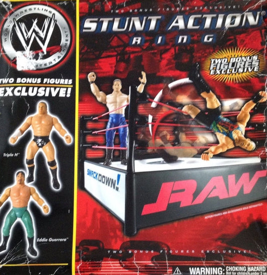 2003 WWE Jakks Pacific Stunt Action Ring [With Triple H & Eddie Guerrero]