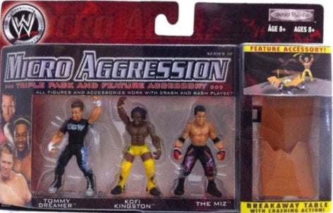 2009 WWE Jakks Pacific Micro Aggression Series 12 Tommy Dreamer, Kofi Kingston & The Miz