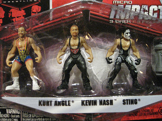 2010 TNA Wrestling Jakks Pacific Micro Impact! Series 1 Kurt Angle, Kevin Nash & Sting