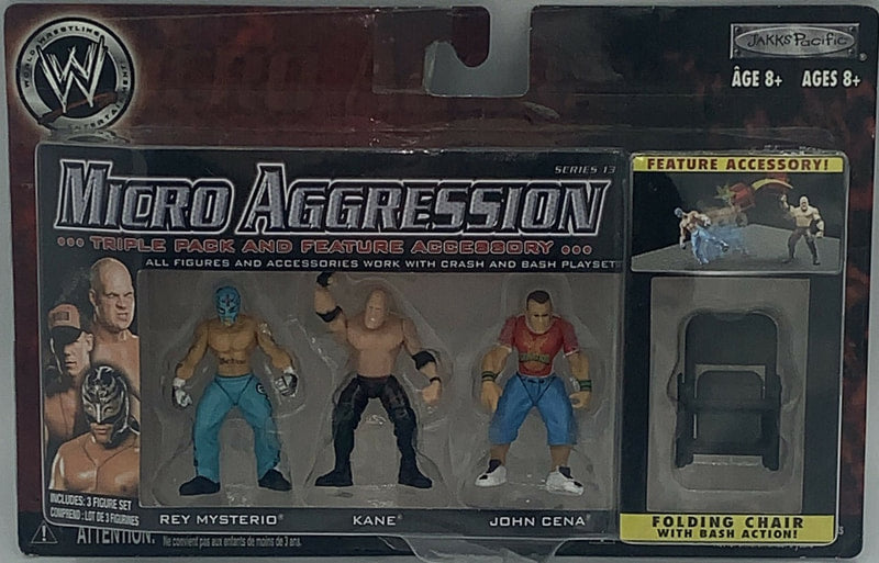 2009 WWE Jakks Pacific Micro Aggression Series 13 Rey Mysterio, Kane & John Cena